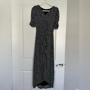AFRM Floral Maxi High-Low Black and White Dress